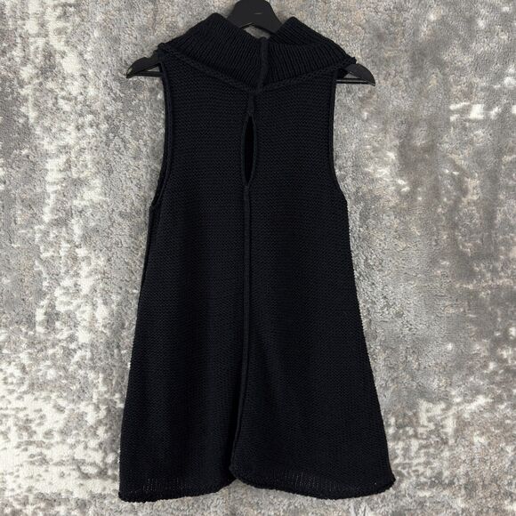 Pure Handknit Sz M/L Lagenlook Sleeveless Cowl Neck Tunic Sweater Big Pockets - Picture 4 of 8